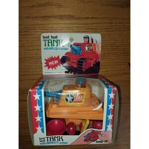 Toot Toot Tank 1970's Jimson #298 Wind-Up Made in Hong Kong with Box